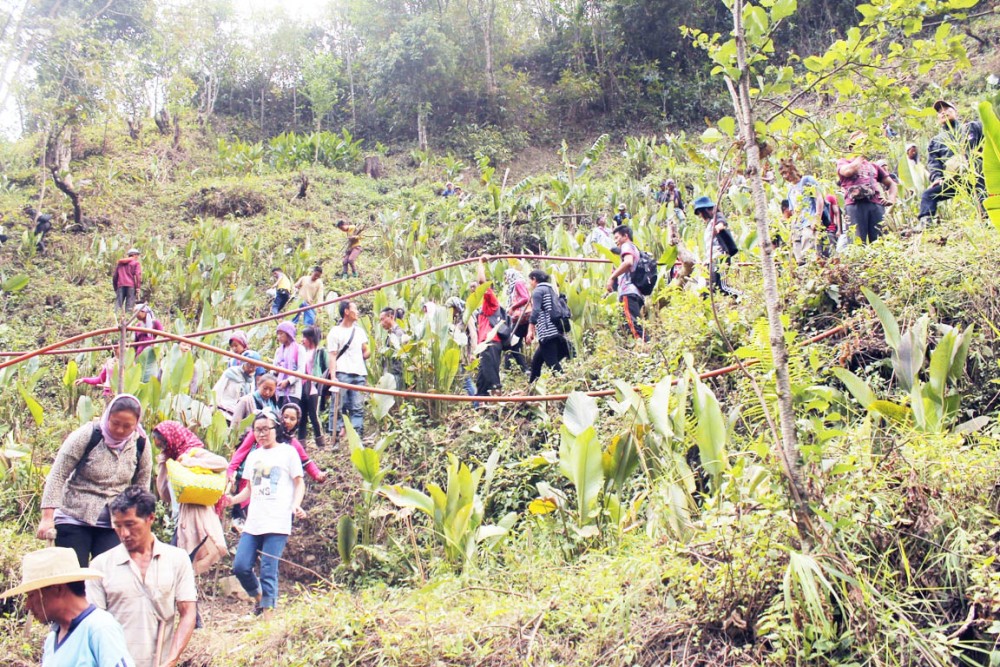 People take part in an indigenous trees plantation exercise organised at Phesama village in Kohima district on Saturday, April 23. (Morung Photo)